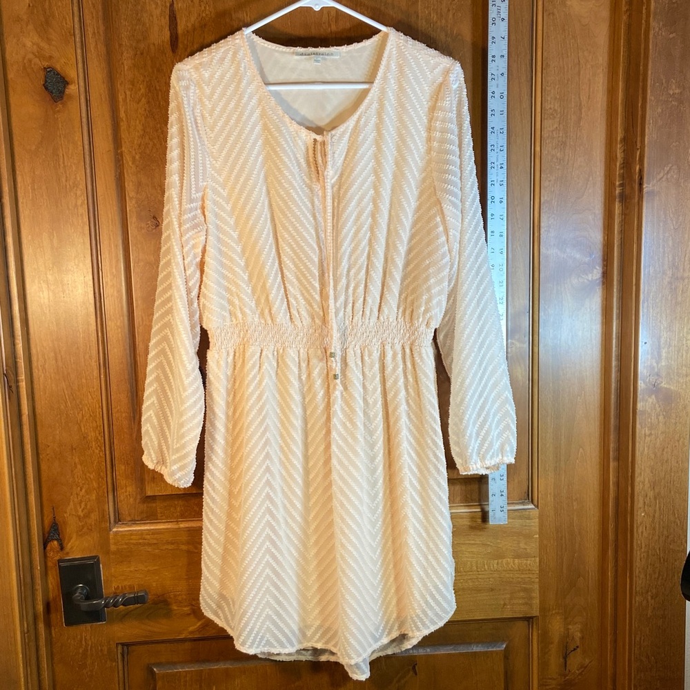 Daniel Rainn Ladies Pale Peach Dress, Beautiful Fabric, Lined, Size L.